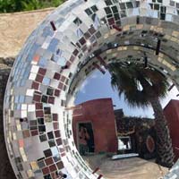 specchio cornice bombata a mosaico diametro cm 60