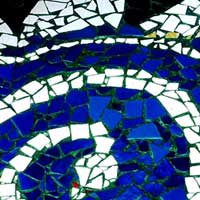 particolare pavimento a mosaico di ceramica policroma ristorante Carosello Milano